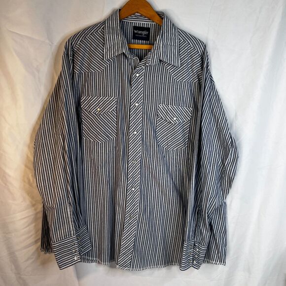 Wrangler Western Shirts Pearl Button Long Sleeve Button Up Shirt Size XL/1X* - Picture 9 of 9
